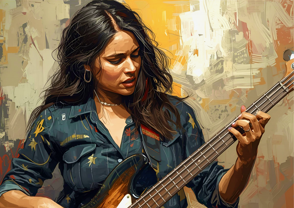 Musikerinnen – Kalender 2026 7 Musikerinnen - E-Bassistin